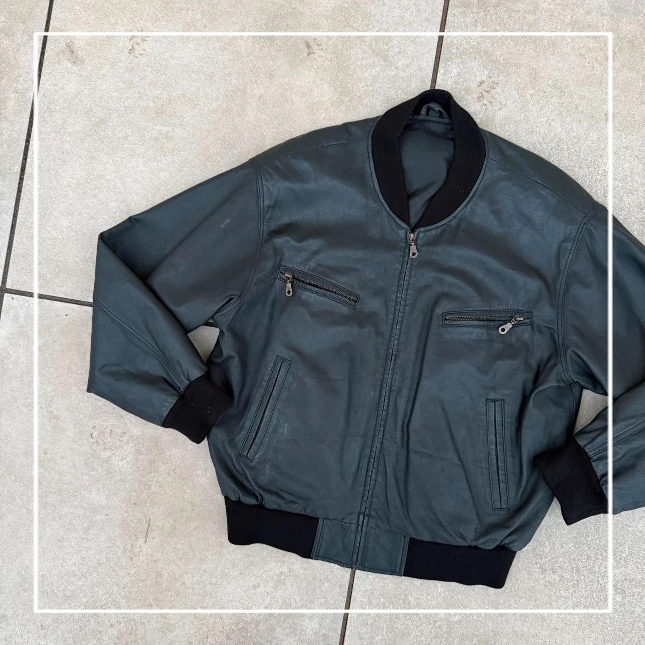 Vintage Vintage 90s Real Leather Jacket Retro Biker Black Boxy Size US M / EU 48-50 / 2 - 4 Thumbnail