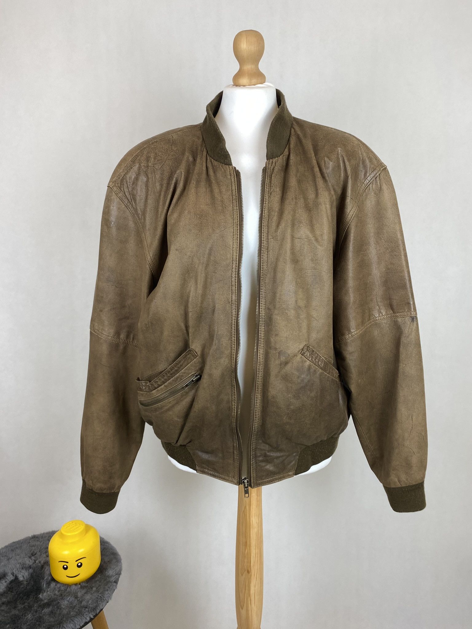 Genuine Leather × Vintage real leather bomber jacket oversize boxy fit rap hip hop Size US L / EU 52-54 / 3 - 4 Thumbnail