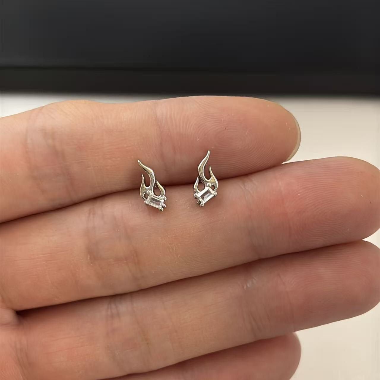 Other Flame Stud Earrings for Men Women Streetwear Hip Hop Punk Size ONE SIZE - 4 Thumbnail