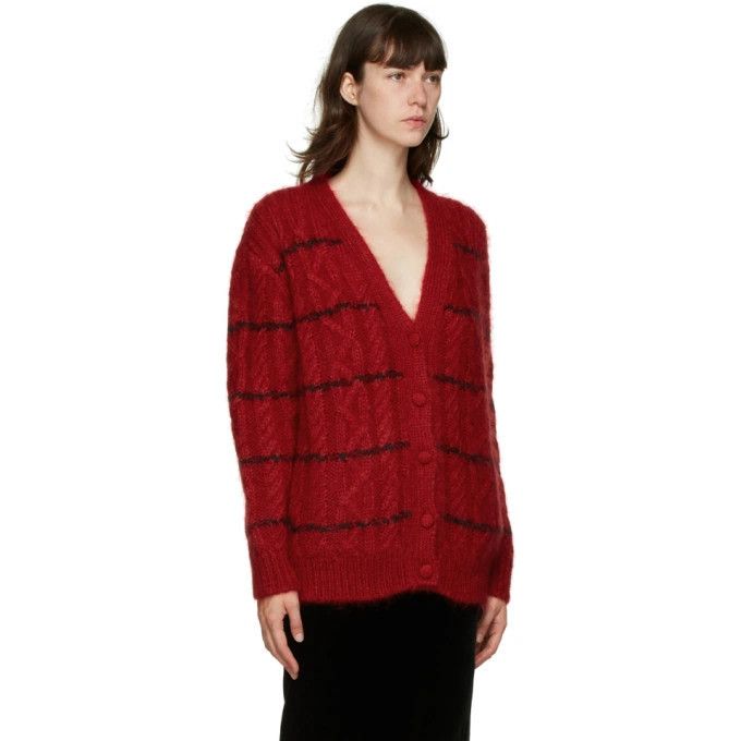 Saint Laurent Paris o1y0126 Cardigan in Red/Black Size L / US 10 / IT 46 - 2 Thumbnail