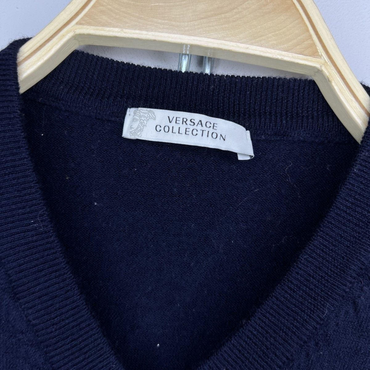 Versace Versace COLLECTION Wool Sweater Jumper Navy Size M Size US M / EU 48-50 / 2 - 4 Thumbnail
