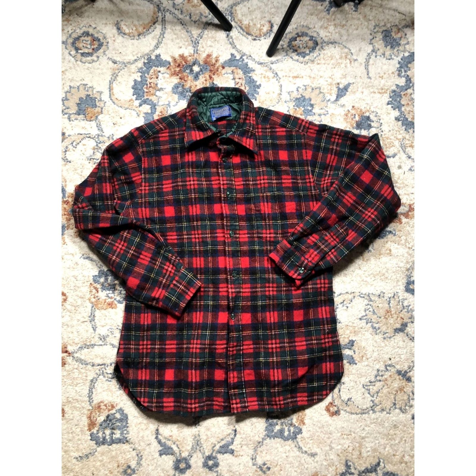 Pendleton VINTAGE Pendleton Jacket Mens Medium Red Green Plaid Wool Flannel 70s USA Mens Size US L / EU 52-54 / 3 - 2 Thumbnail