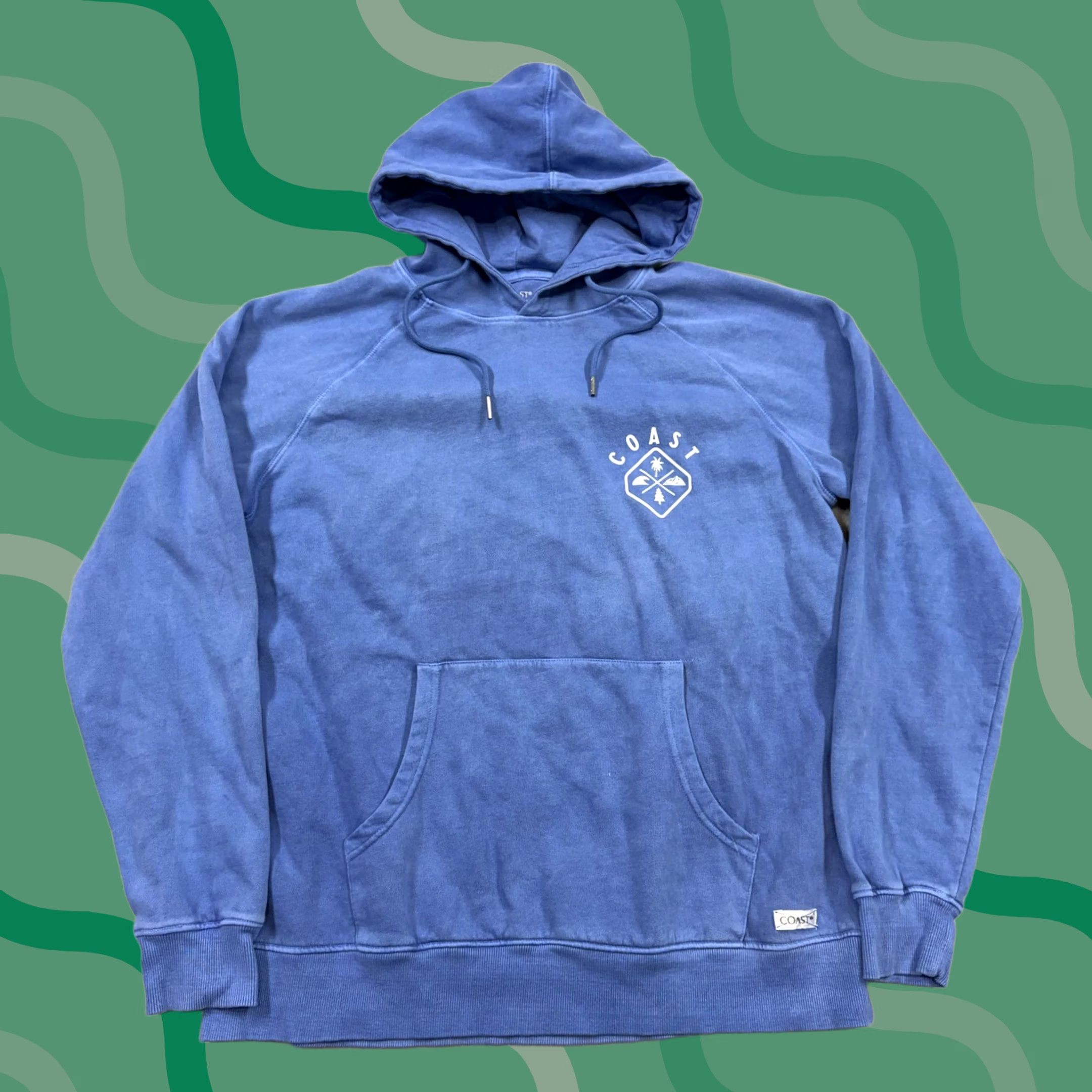 Vintage Coast Hoodie Mens XL Blue Graphic Print Kangaroo Pullover Crew Neck Sweatshirt Size US XL / EU 56 / 4 - 1 Thumbnail