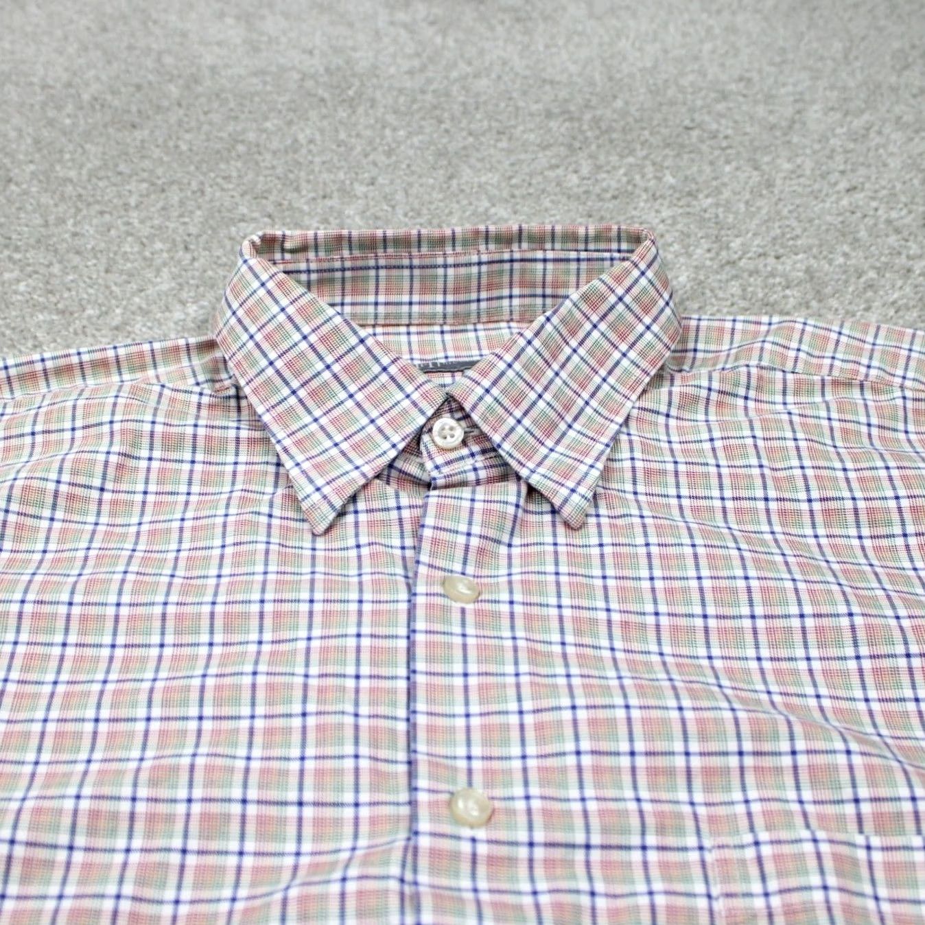 Vintage Hickey Freeman Shirt Mens 2XL XXL Orange/Blue Cotton L/S Button Woven in Italy Size US XXL / EU 58 / 5 - 5 Thumbnail