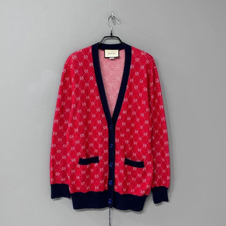 Gucci Red full-print cardigan jacket