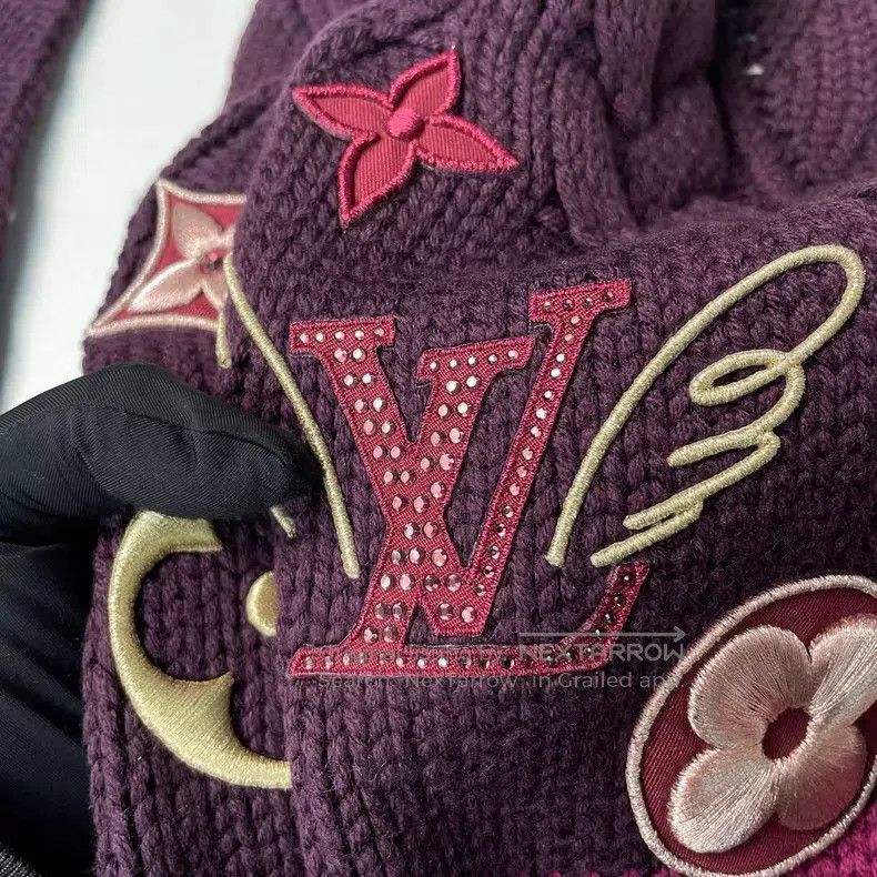 Louis Vuitton Louis Vuitton Purple Multi-Element Logo Wool Woven Scarf Size ONE SIZE - 7 Thumbnail