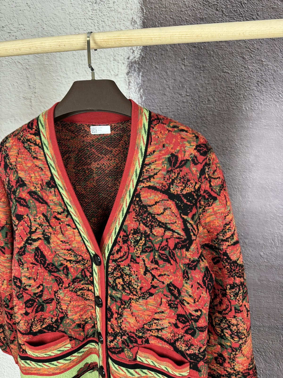 Vintage 90s Vintage wool women's red cardigan buttoned with pockets Size L / US 10 / IT 46 - 7 Thumbnail