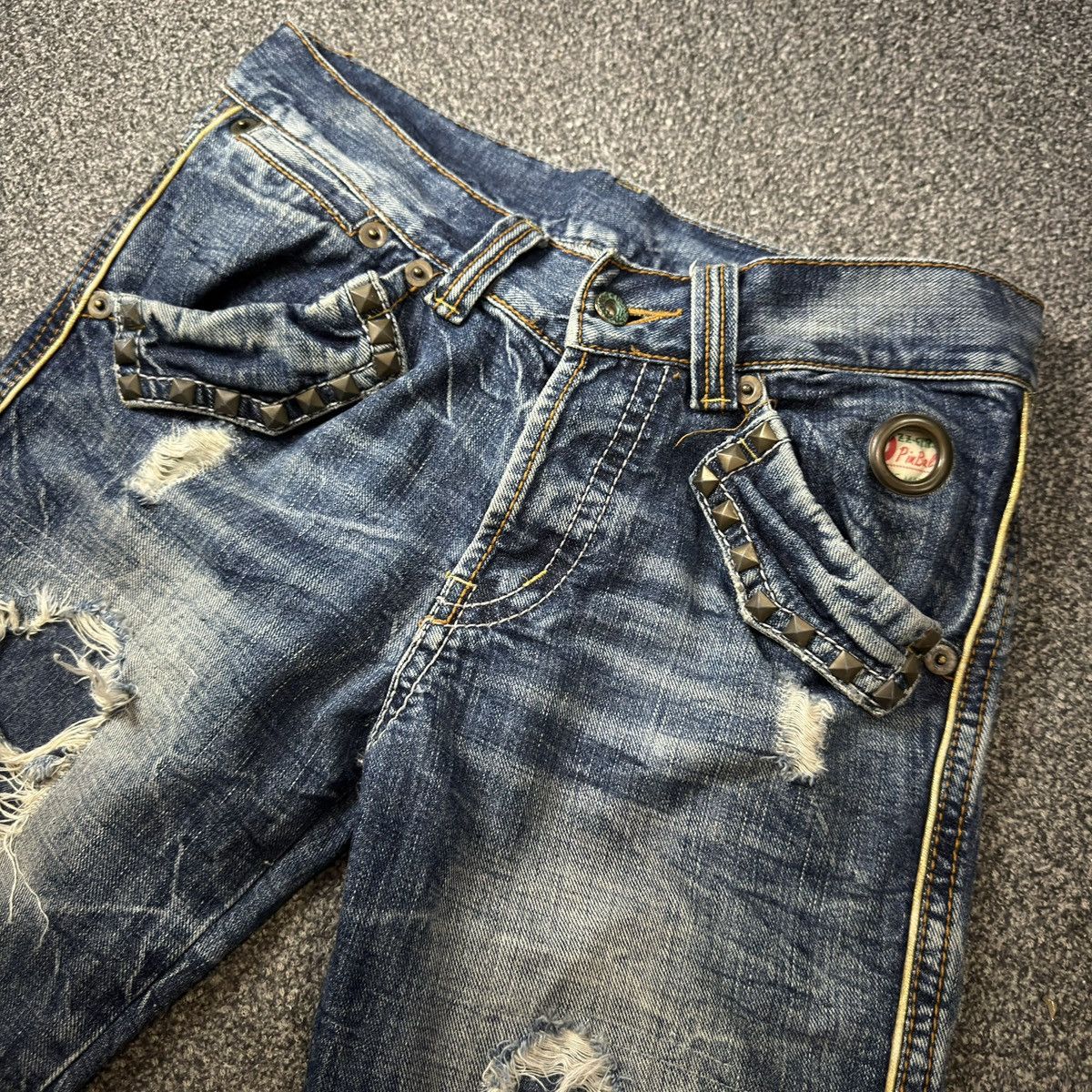 Le Grande Bleu (L.G.B.) 90s Flared Studded Opium Studio PR Denim Undercover Style Size US 32 / EU 48 - 3 Thumbnail