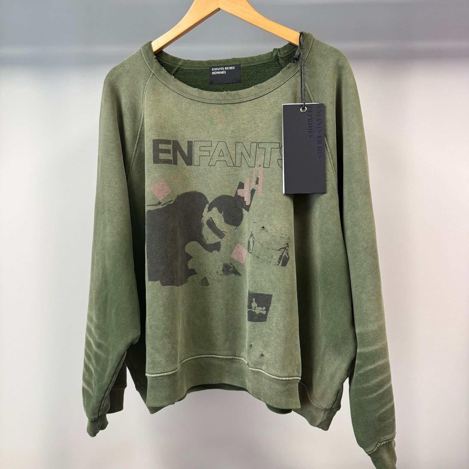 Enfants Riches Deprimes ERD "My Death My Life" Green Crewneck XXL Size US XXL / EU 58 / 5 - 2 Thumbnail