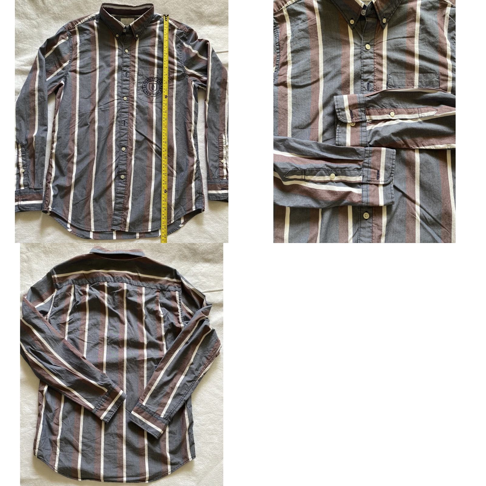 American Eagle Outfitters American Eagle Button Dress Shirt Men’s M Stripes Multicolor / 22-27 Size 40R - 8 Thumbnail