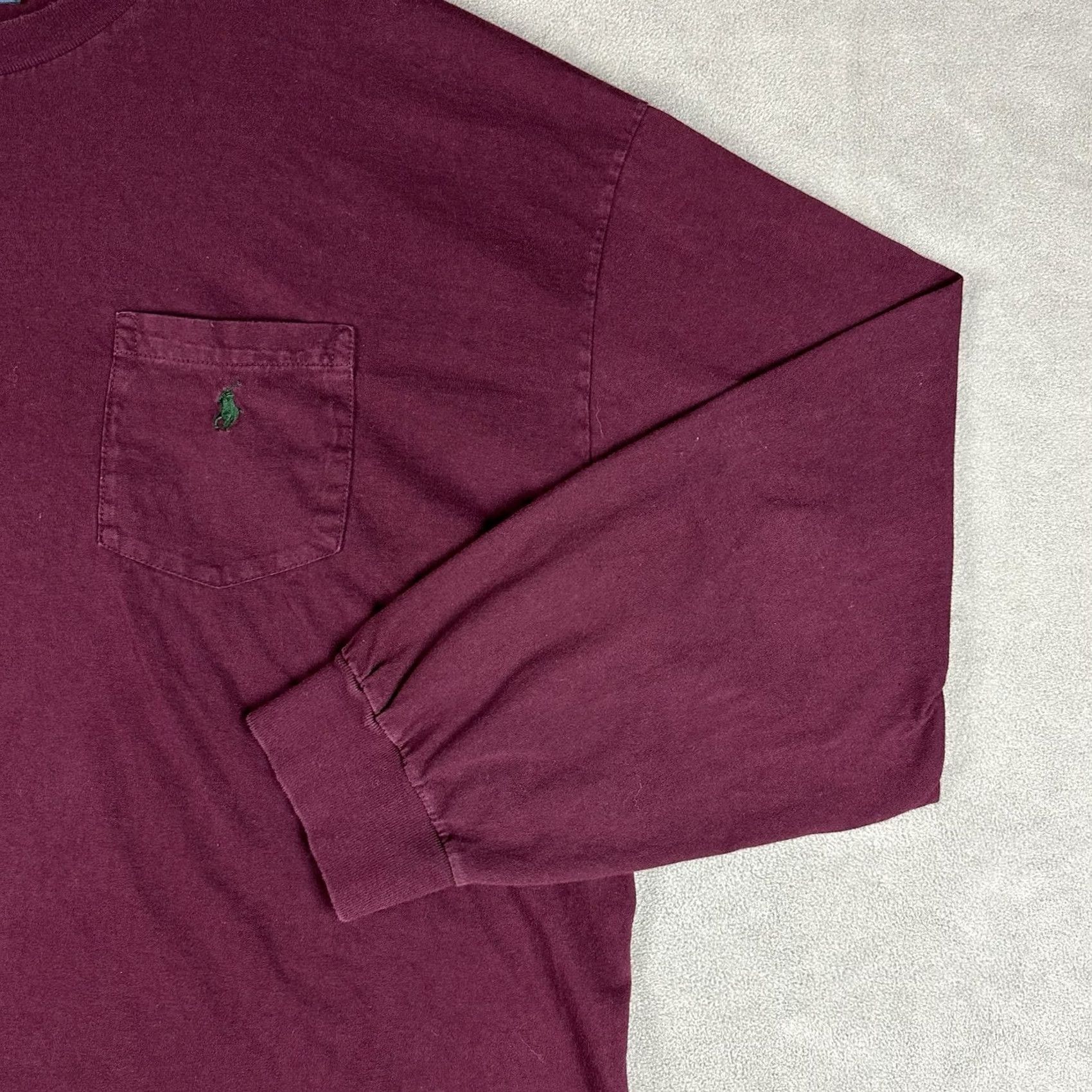 Polo Ralph Lauren Polo Ralph Lauren Shirt Mens 2XB BIG Maroon Red Long Sleeve Pocket Tee EUC Size US XXL / EU 58 / 5 - 6 Thumbnail