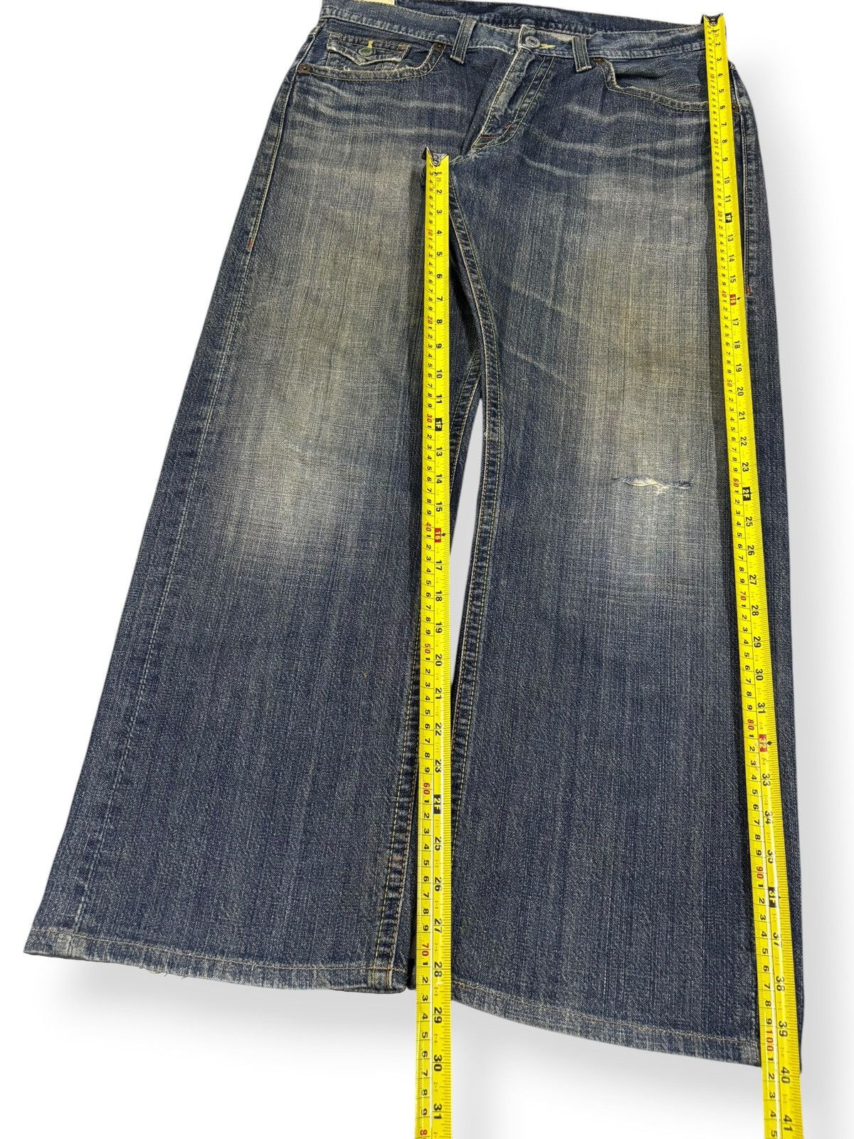 Japanese Brand Vintage Y2K GL Heart Mud Wash Faded Baggy Ripped Jeans Size US 34 / EU 50 - 12 Thumbnail