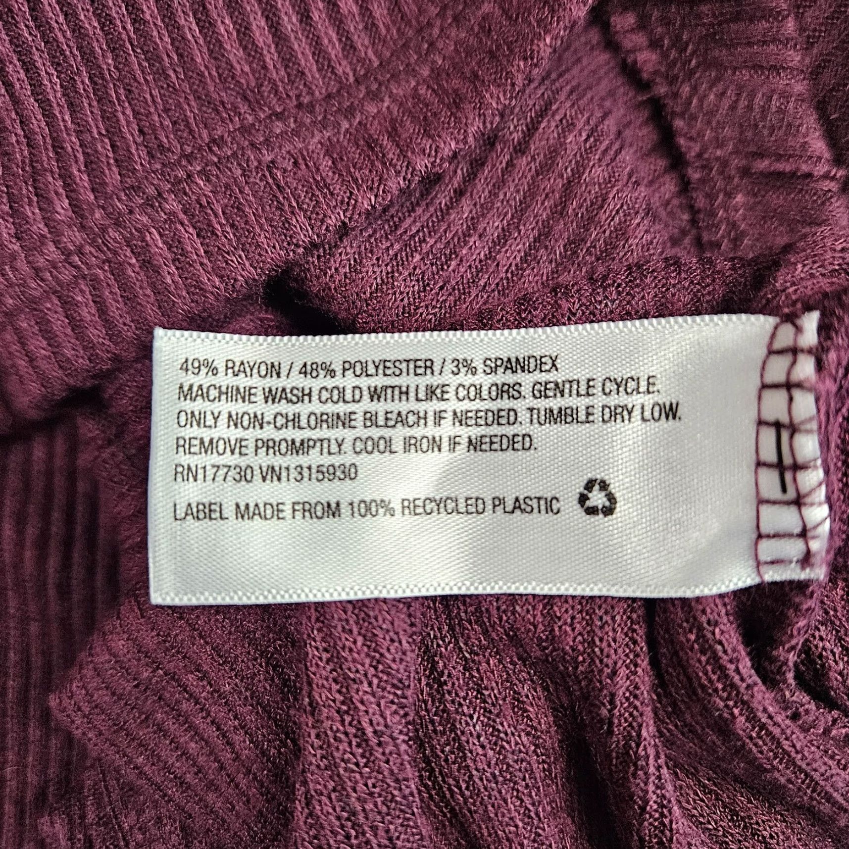 Vintage Knox Rose Blouse Shirt Ribbed Top Burgundy XL Long Sleeve Womens Knits Rayon Blend Size XL Women Size XL / US 12-14 / IT 48-50 - 5 Thumbnail