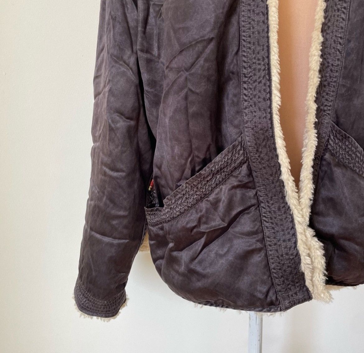 FREECITY FREECITY Faux Shearling Cupro Open Bomber Jacket Size M / US 6-8 / IT 42-44 - 5 Thumbnail
