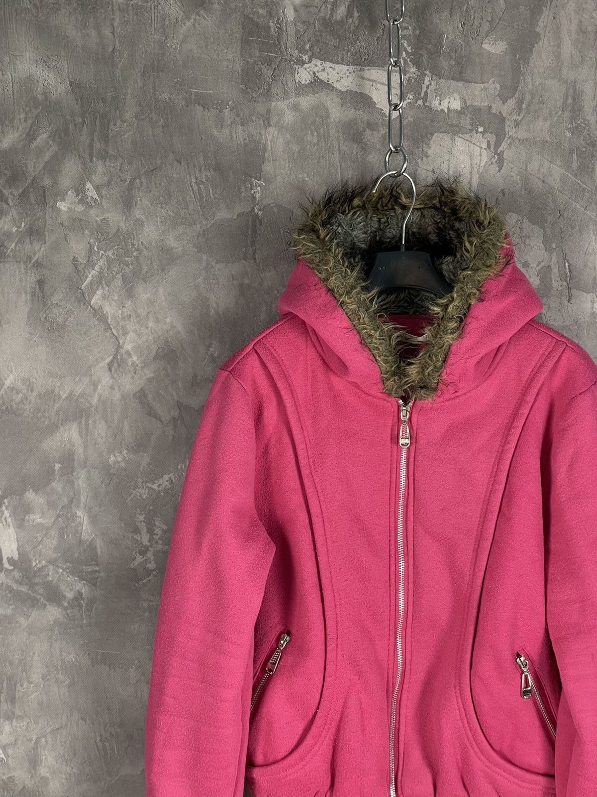 If Six Was Nine × Le Grande Bleu (L.G.B.) Pink fur hoodie is6was9 l.g.b. vibe swag y2k avant garde Size M / US 6-8 / IT 42-44 - 3 Thumbnail