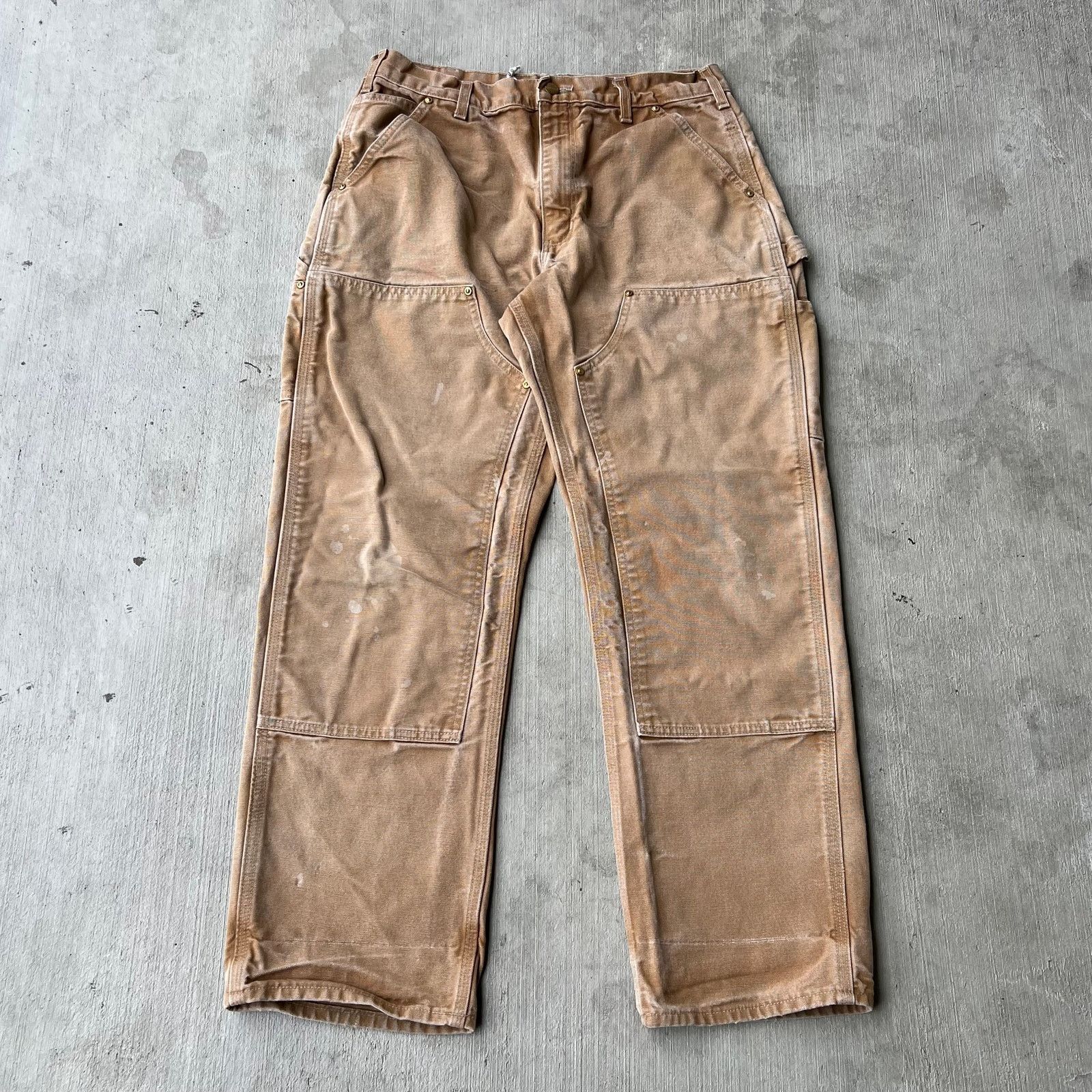 Carhartt × Vintage Carhartt faded brown double knee work wear carpenter pants Size US 31 - 1 Thumbnail