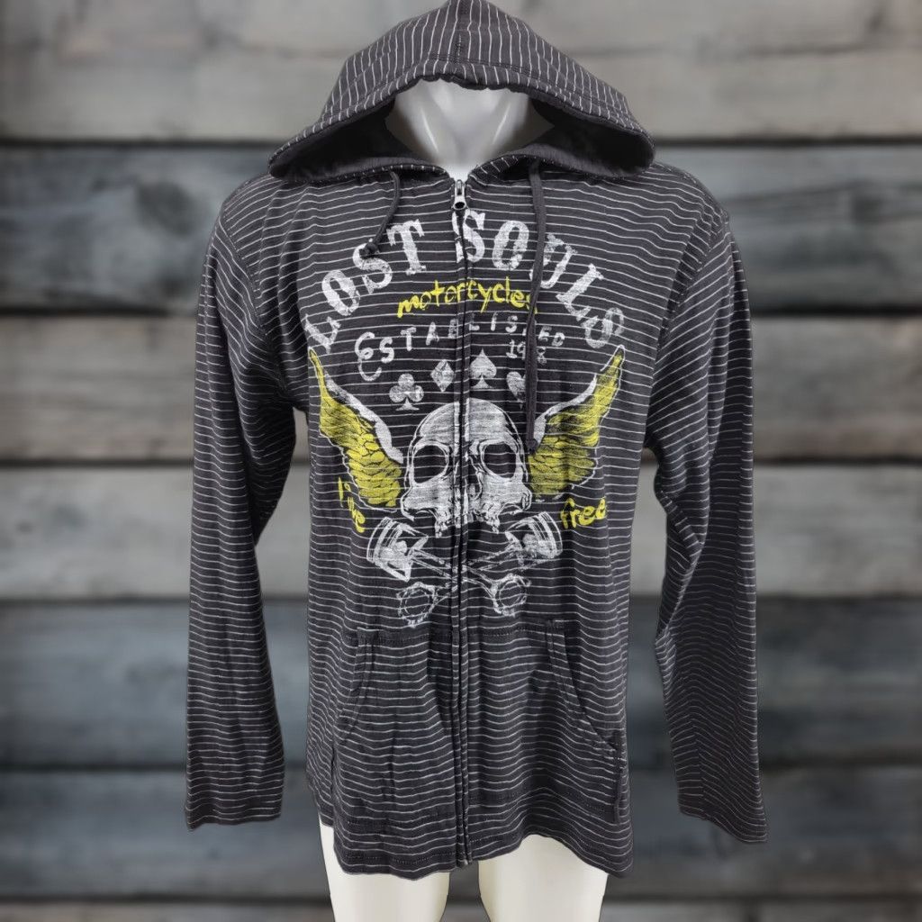 Vintage VINTAGE? No; Modern Culture Jacket XL Full Zip Men's Black Motorcycle Skull Lost Souls Shirt? Size US XL / EU 56 / 4 - 1 Thumbnail