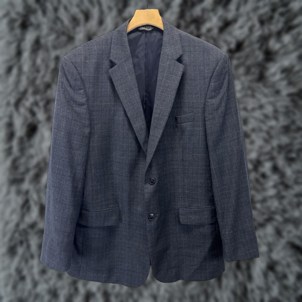 Jos. A. Bank Jos A Bank Blazer Mens 43R Navy Check Wool Travelers Collection Sport Coat Size 46R - 1 Thumbnail