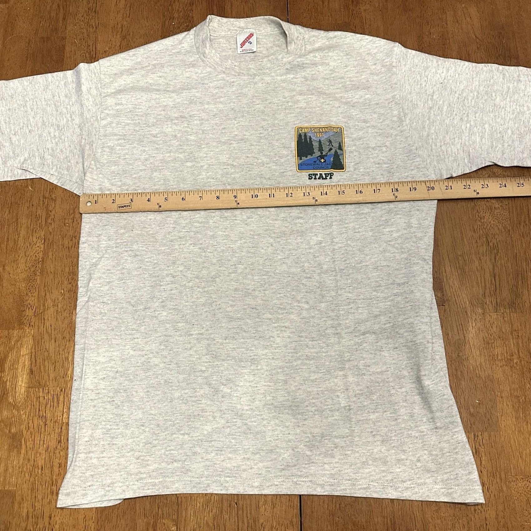 Jerzees VINTAGE 1991 Camp Shenandoah Staff T Shirt Large Single Stitch 90s BSA Nike? Size US L / EU 52-54 / 3 - 5 Thumbnail