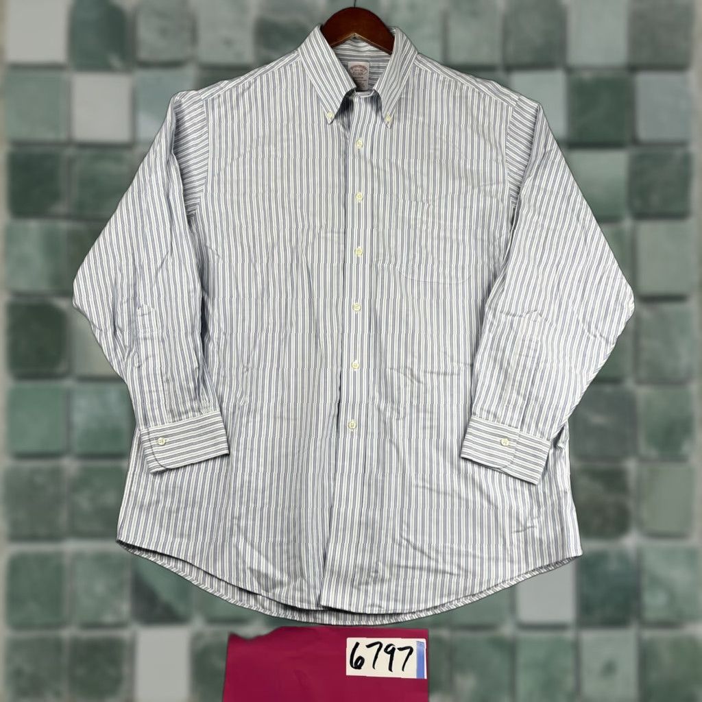 Brooks Brothers Brooks Brothers Madison Shirt Dress Shirt 16.5 Blue Striped Non Iron Long Sleeve Button Up Button-Down Collar Mens Regular Size US XL / EU 56 / 4 - 1 Thumbnail