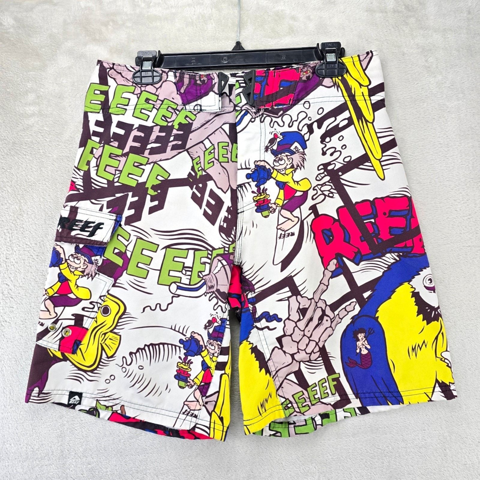 REEF Vtg Reef Board Shorts 32 AOP Had Hatter Skulls Y2K Surf Size US 32 / EU 48 - 1 Thumbnail