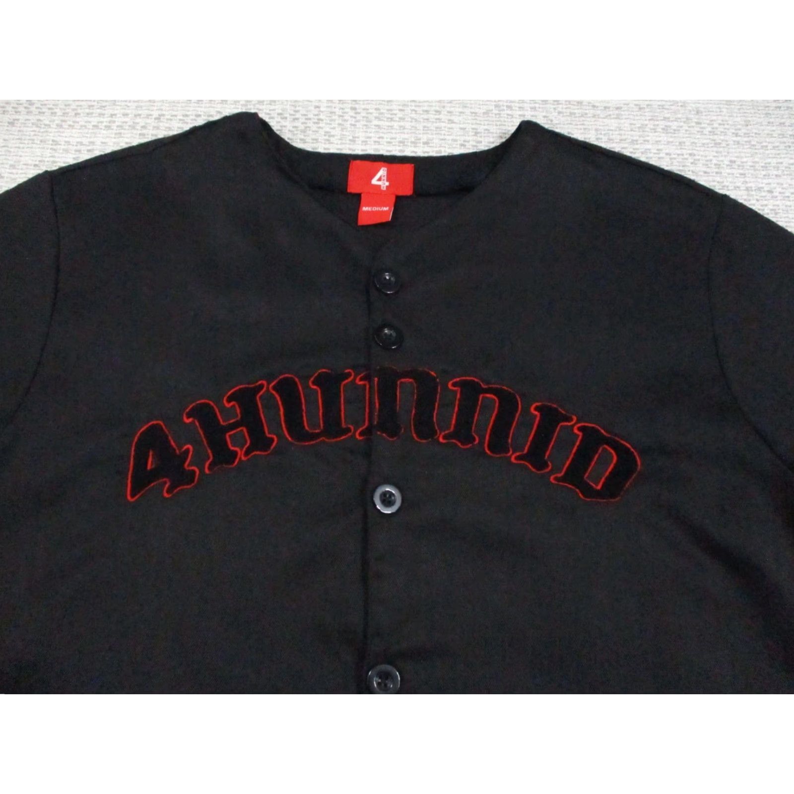 Vintage 4Hunnid Baseball Jersey Shirt Mens M Black World Championship 2019 Button V-Neck Short Sleeve Embroidered Graphic Print Sports Men Size US M / EU 48-50 / 2 - 5 Thumbnail