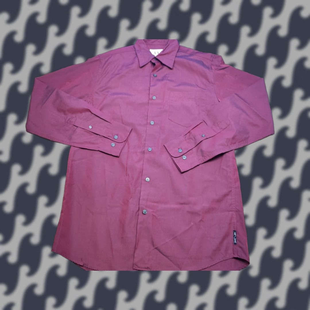 Armani Exchange Armani Exchange Mens Button-Up Shirt Velvet Red Long Sleeve Collared Plain S Cotton Button-Down Casual Mens Size US S / EU 44-46 / 1 - 1 Thumbnail