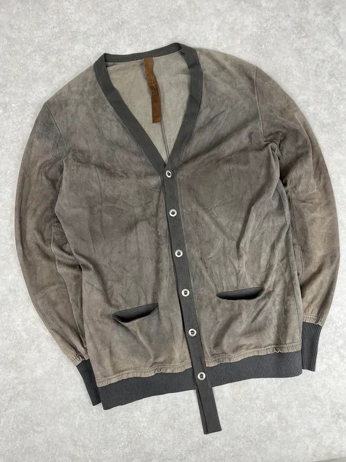 Isaac Sellam Experience Isaac Sellam Experience Taupe Suede Contrast Ribbed Trim Cardigan Size US L / EU 52-54 / 3 - 5 Thumbnail