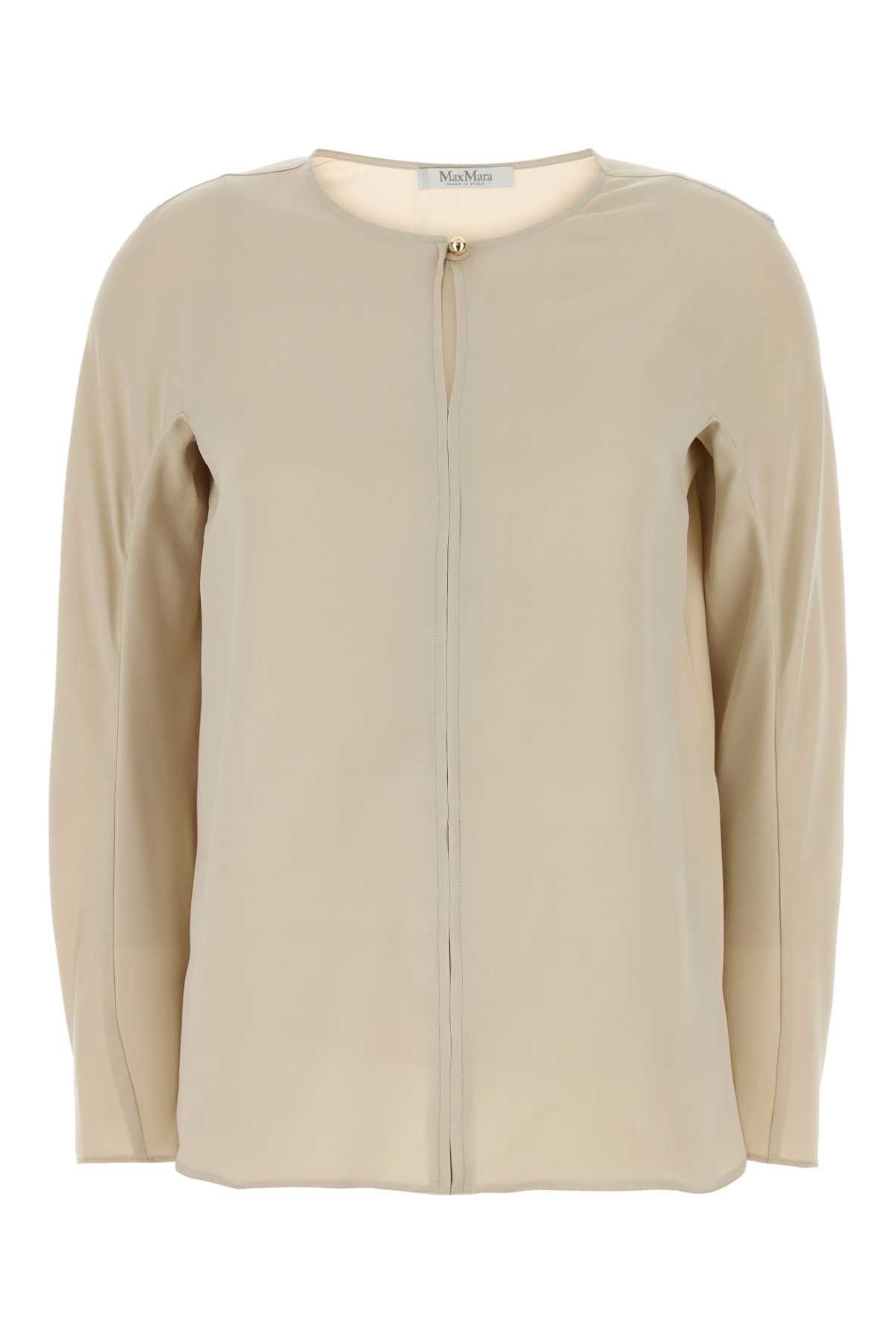 Max Mara Sand Stretch Silk Mitico Blouse Size M / US 6-8 / IT 42-44 - 1 Thumbnail