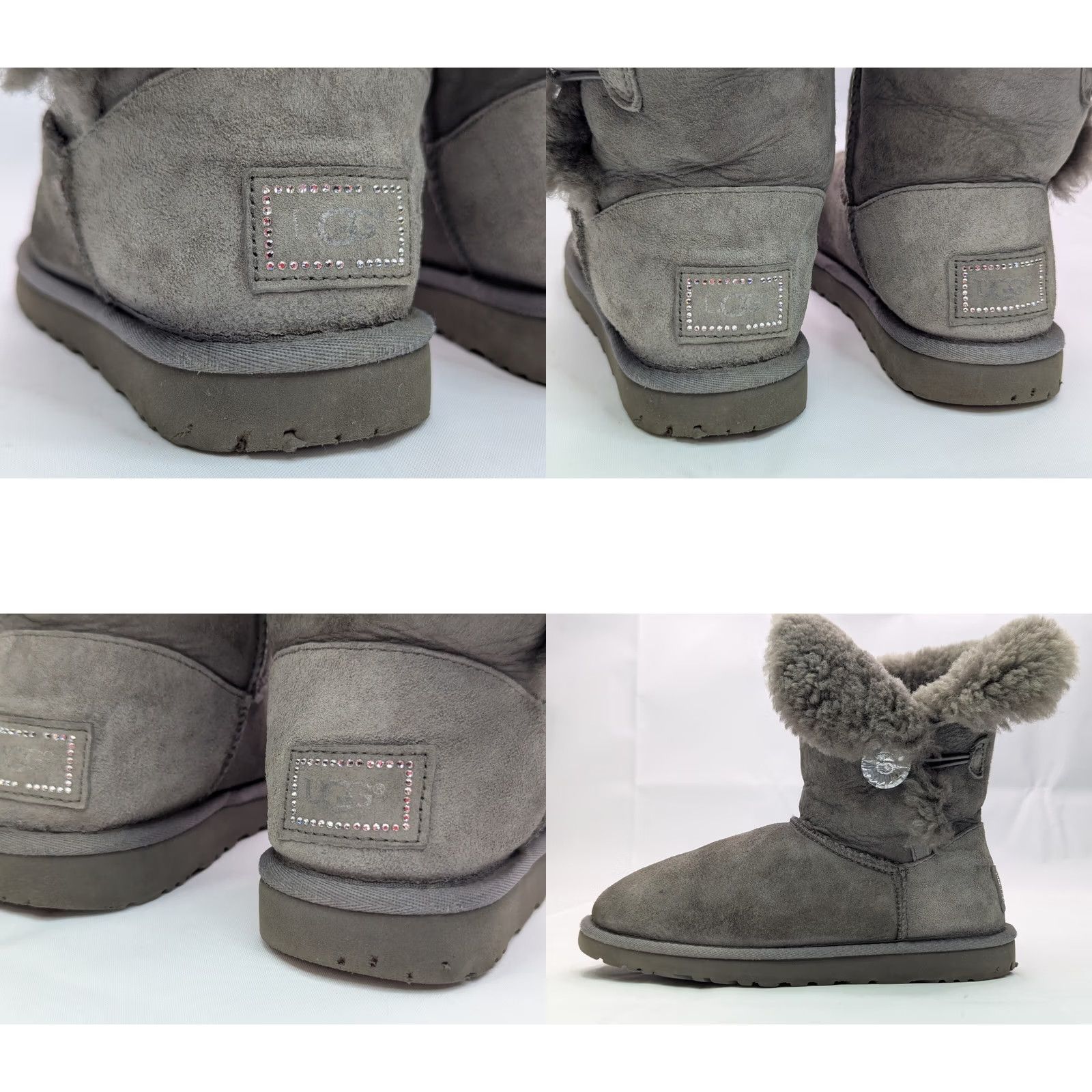 Ugg VINTAGE UGG Bailey Button Bling Boots Women 7 Gray Suede Sheepskin Lined Button Accents Boots Size US 7 / IT 37 - 8 Thumbnail
