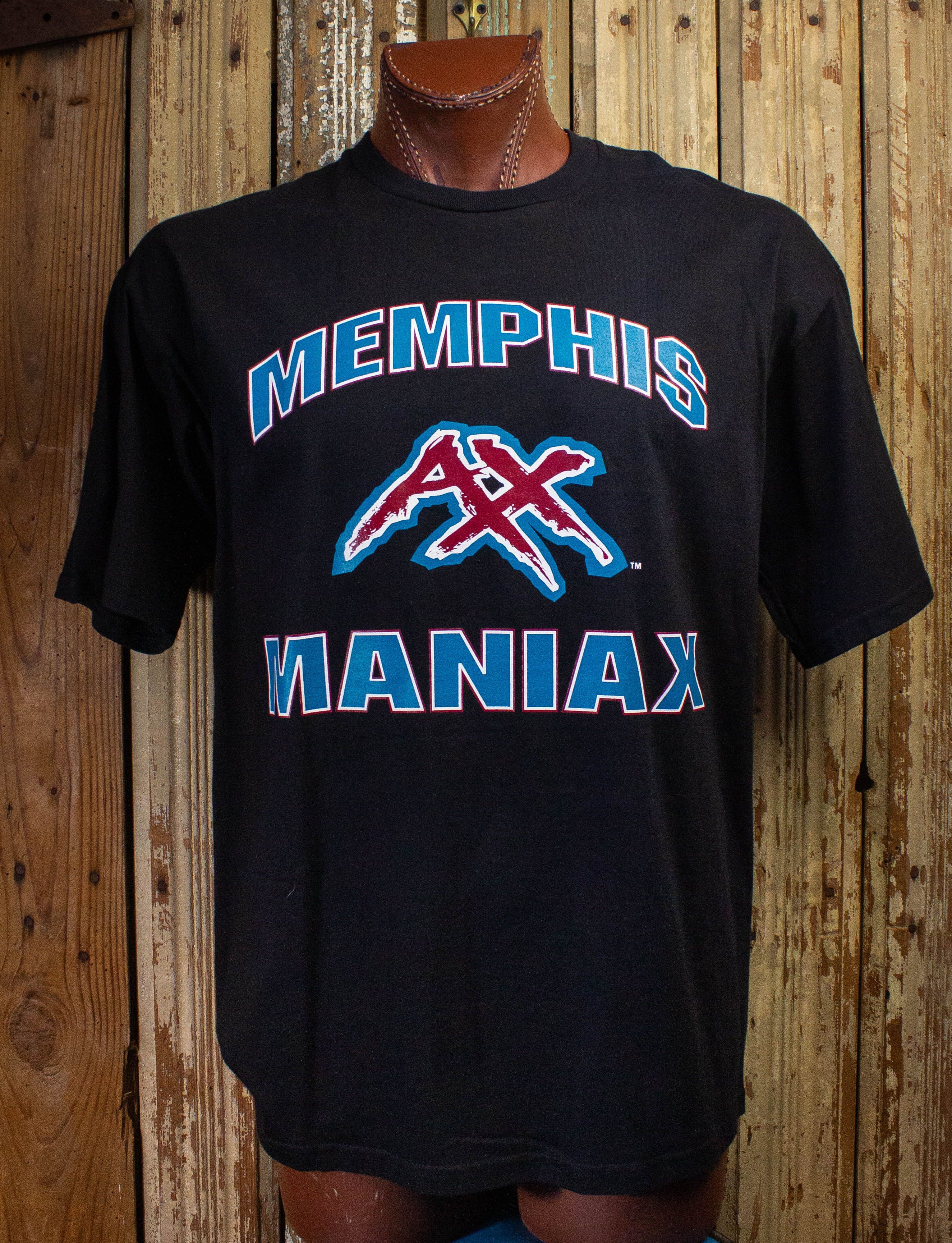 Image of Vintage Xfl Memphis Maniax Graphic T Shirt 2001 in Black, Men's (Size XL)