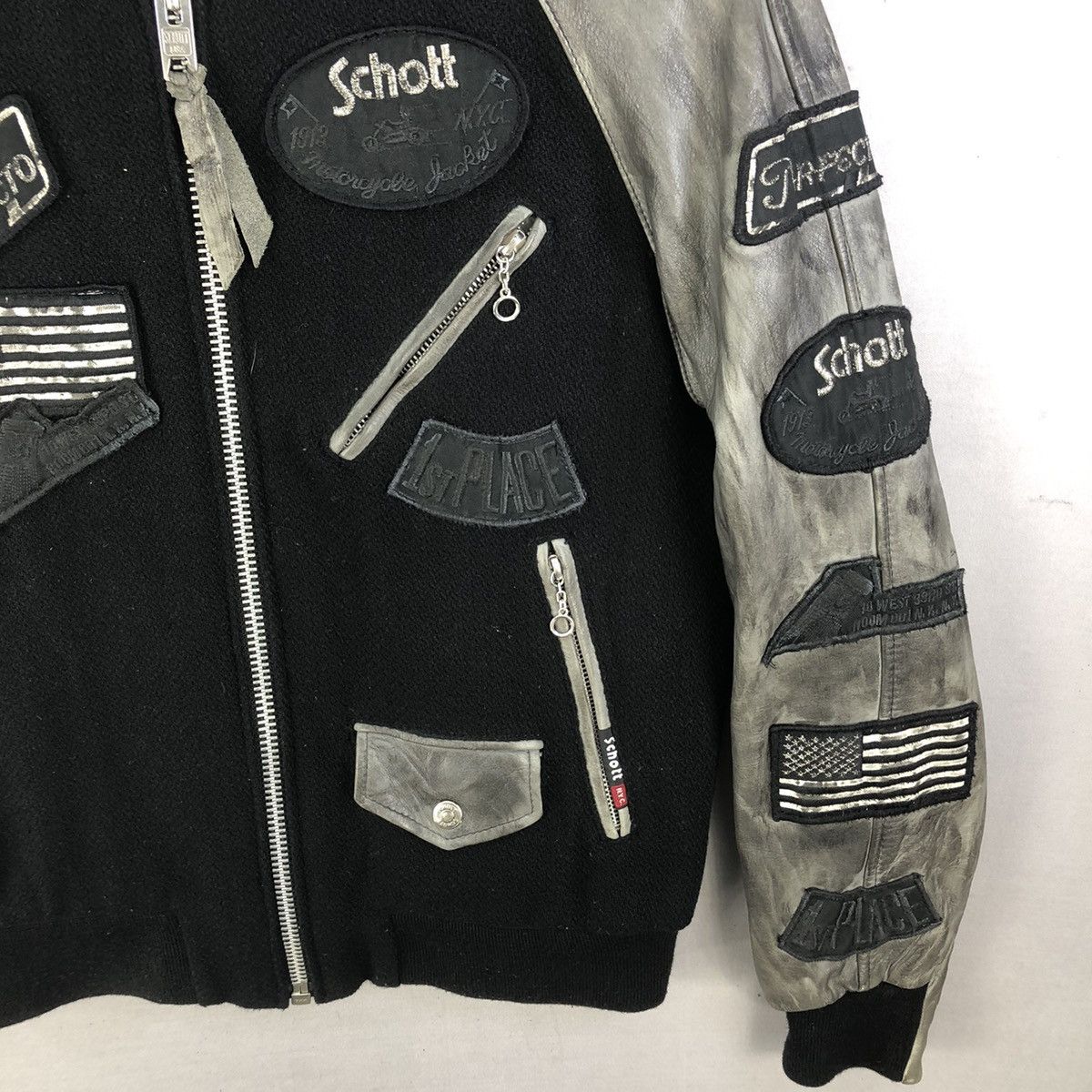 Schott Vintage Schott Cowhide Sleeve With Patches Biker Jacket Size US S / EU 44-46 / 1 - 3 Thumbnail