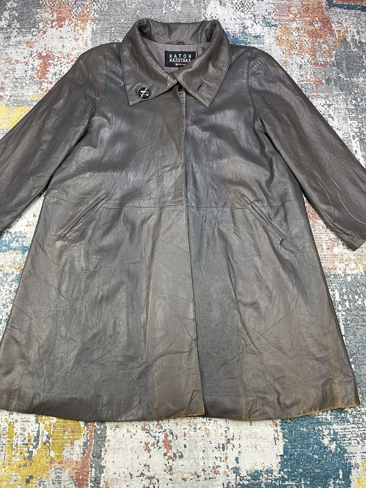 Tete Homme Vtg Katoh Kazutaka Distressed Leather Coats Size M / US 6-8 / IT 42-44 - 2 Thumbnail