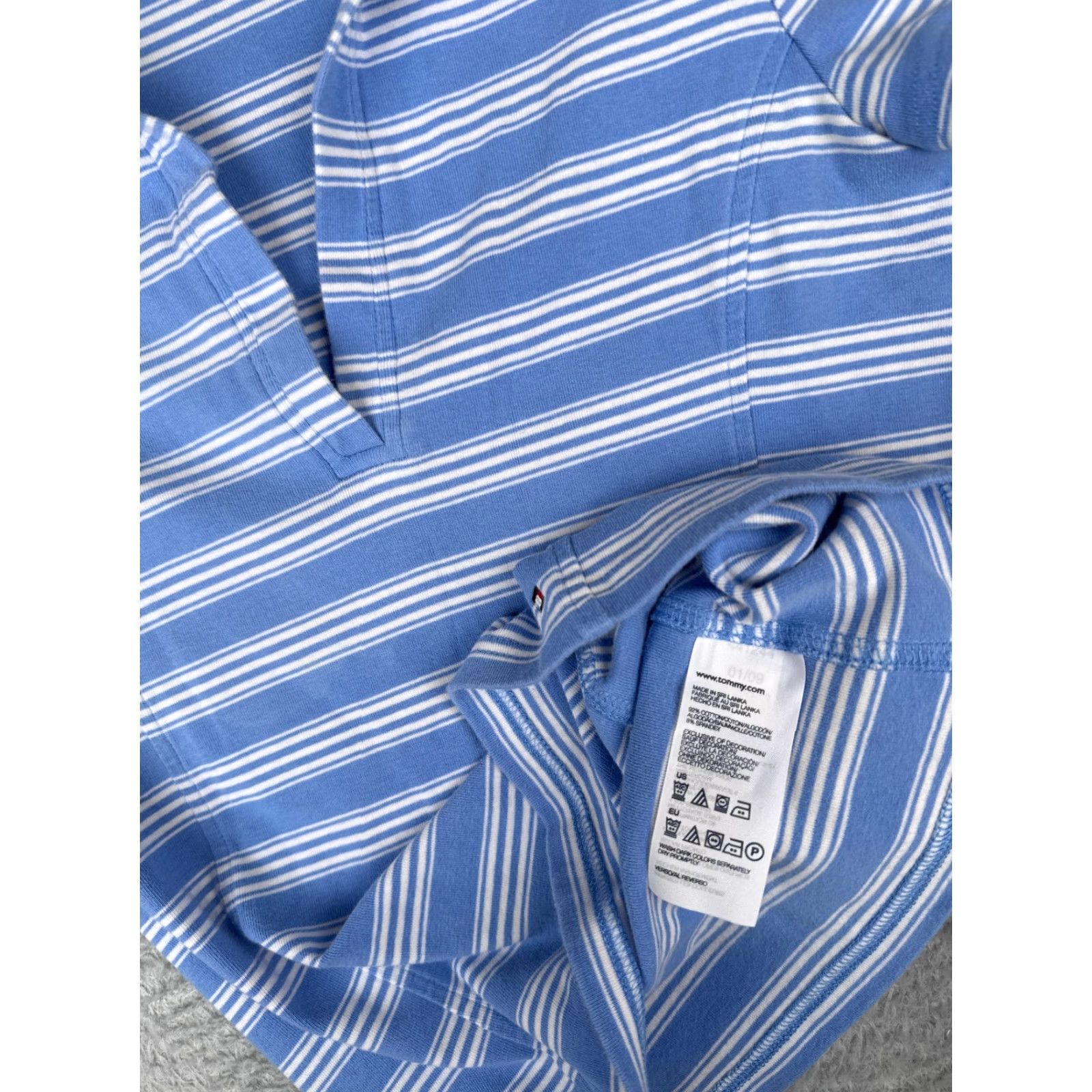 Tommy Hilfiger Tommy Hilfiger Polo Shirt Juniors Medium Blue Stripe Cotton Blend Short Sleeve Size M / US 6-8 / IT 42-44 - 7 Thumbnail