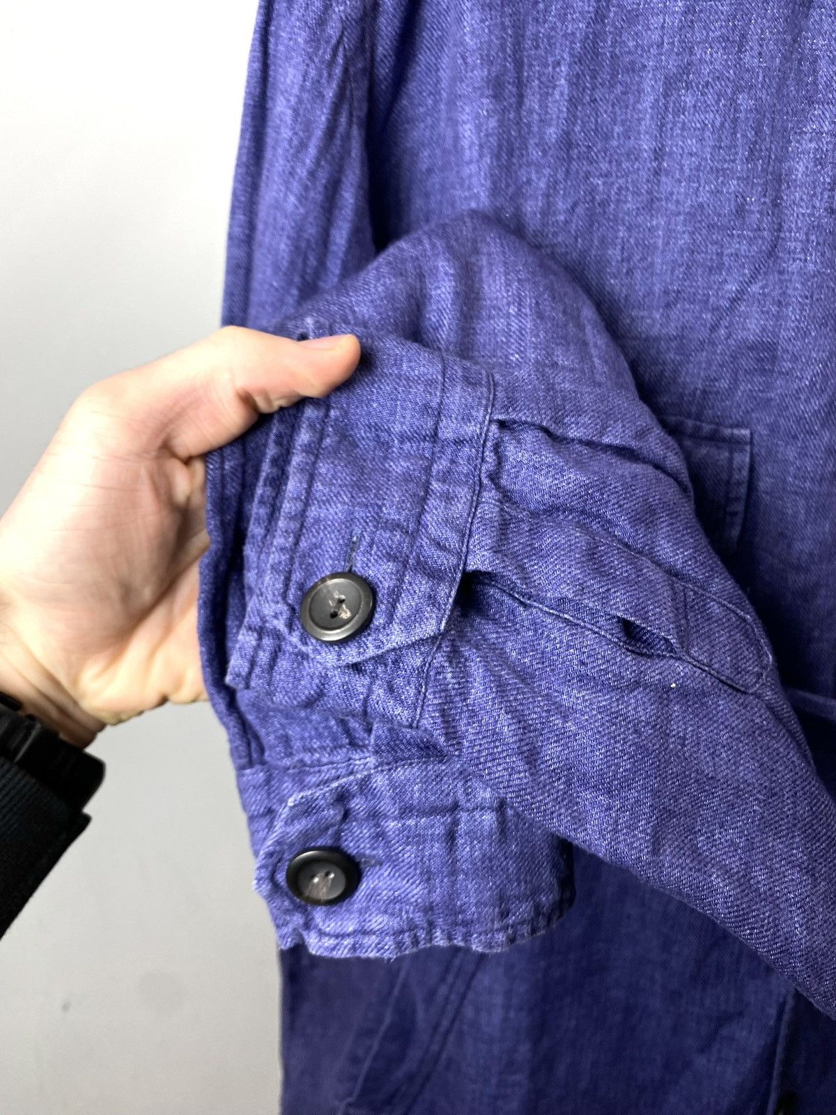 Eton Vintage French Style Eton Linen Twill Overshot Shirt Size US XL / EU 56 / 4 - 8 Thumbnail