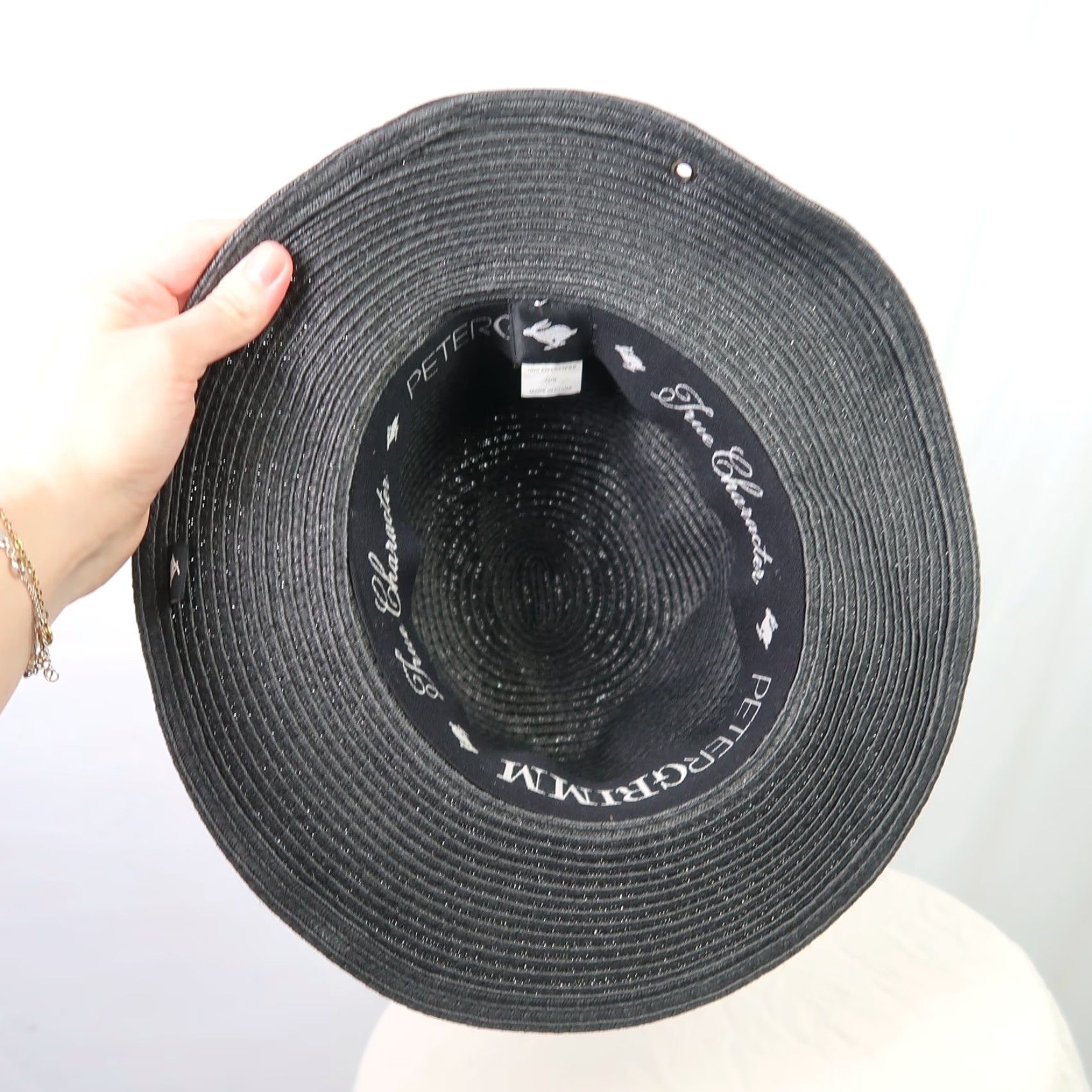Vintage Peter Grimm Black Straw Fedora Sun Hat Women One Size Sun Hat Casual Spring Summer Women Black Fedora Straw Hat Size ONE SIZE - 6 Thumbnail
