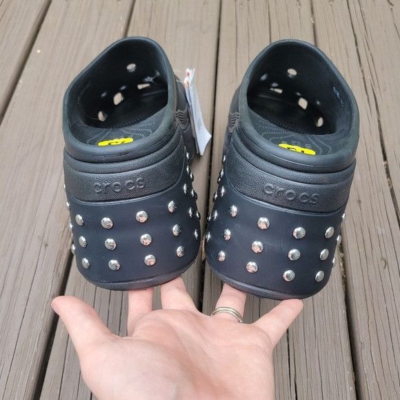 Crocs Crocs Comfort Siren Studded Black TPU Chunky Platform Heeled Size US 13 / EU 46 - 6 Thumbnail