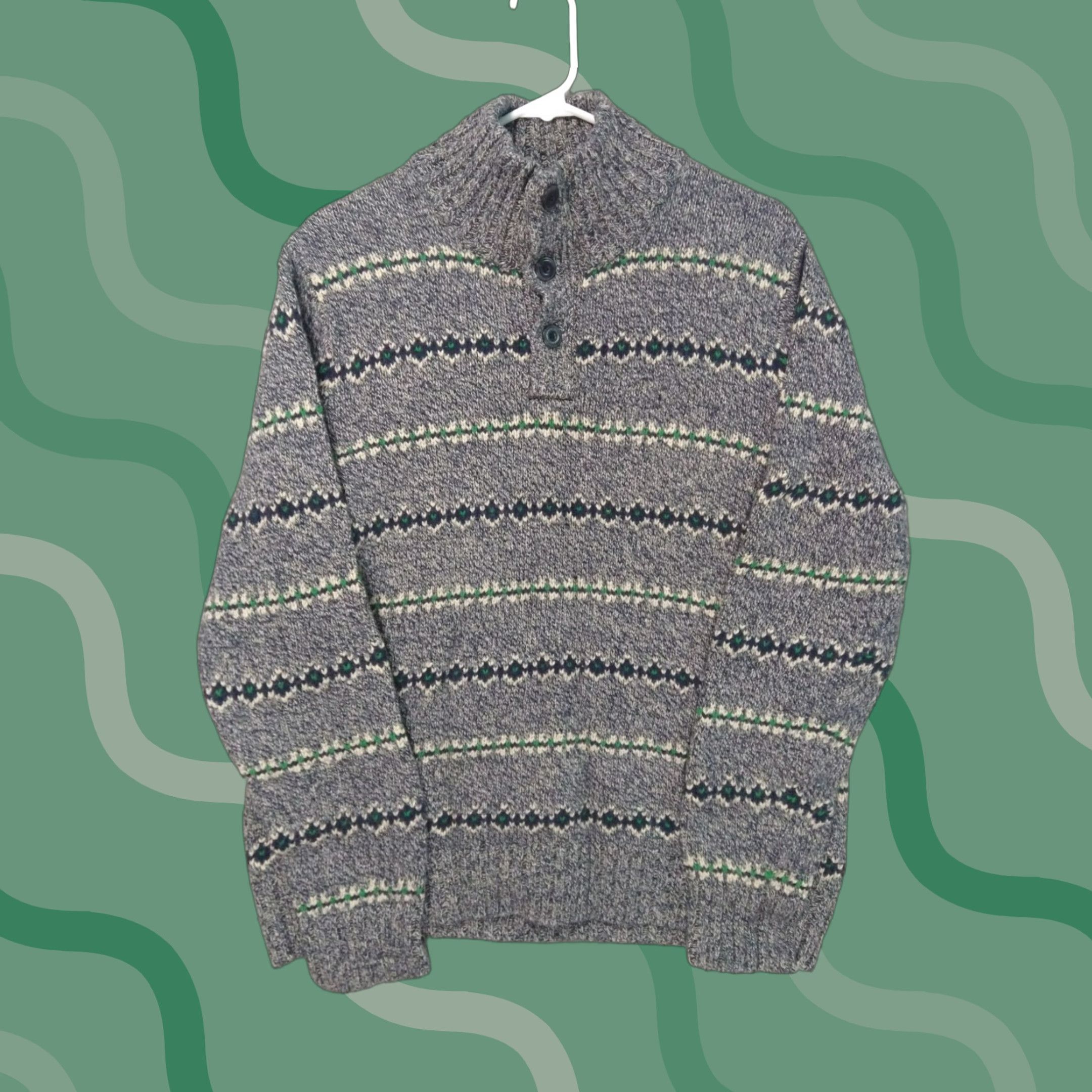 Vintage American Eagle Sweater Mens Large Gray Henley Rabbit Hair Blend Pullover Size US L / EU 52-54 / 3 - 1 Thumbnail