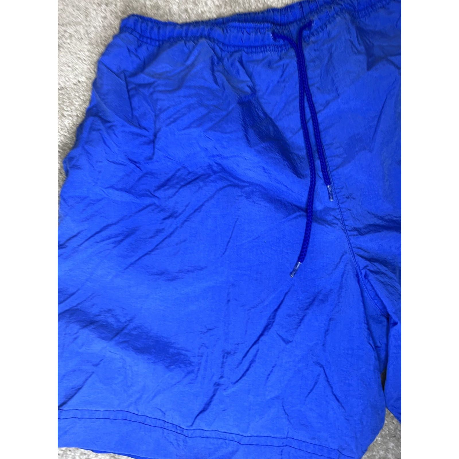 Nike VINTAGE Nike Split Shorts Solid Blue Embroidered Logo White Tag L Men Bottom Drawstring Pockets Trunks 90s? Size US 33 - 3 Thumbnail