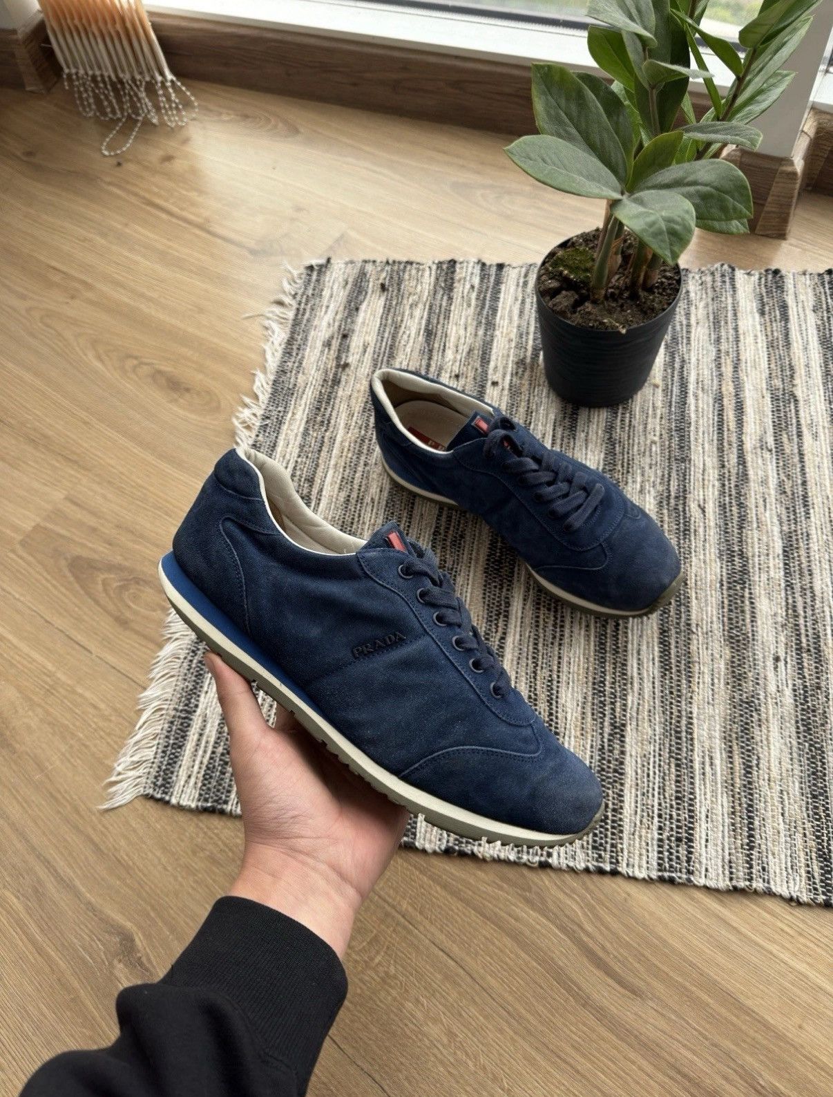 Prada Prada Vintage Classic Suede Blue Sneakers Shoes Mens Size 8 Size US 8 / EU 41 - 1 Thumbnail