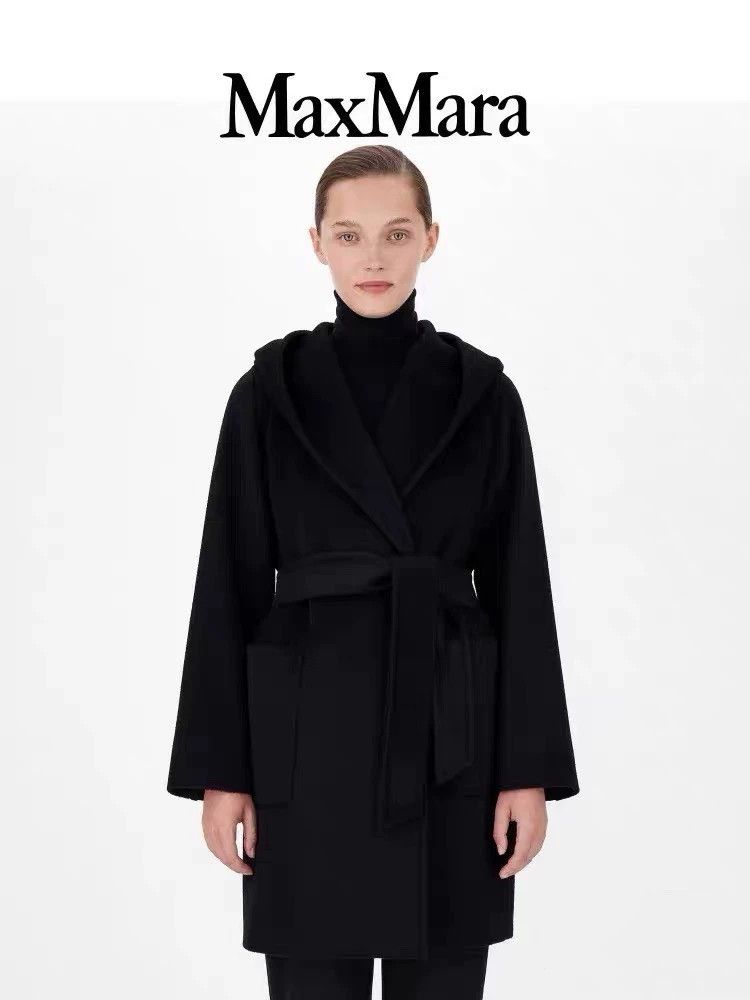 Max Mara Max Mara Rialto Classic Black Camel Hair Hooded Coat Size M / US 6-8 / IT 42-44 - 3 Thumbnail