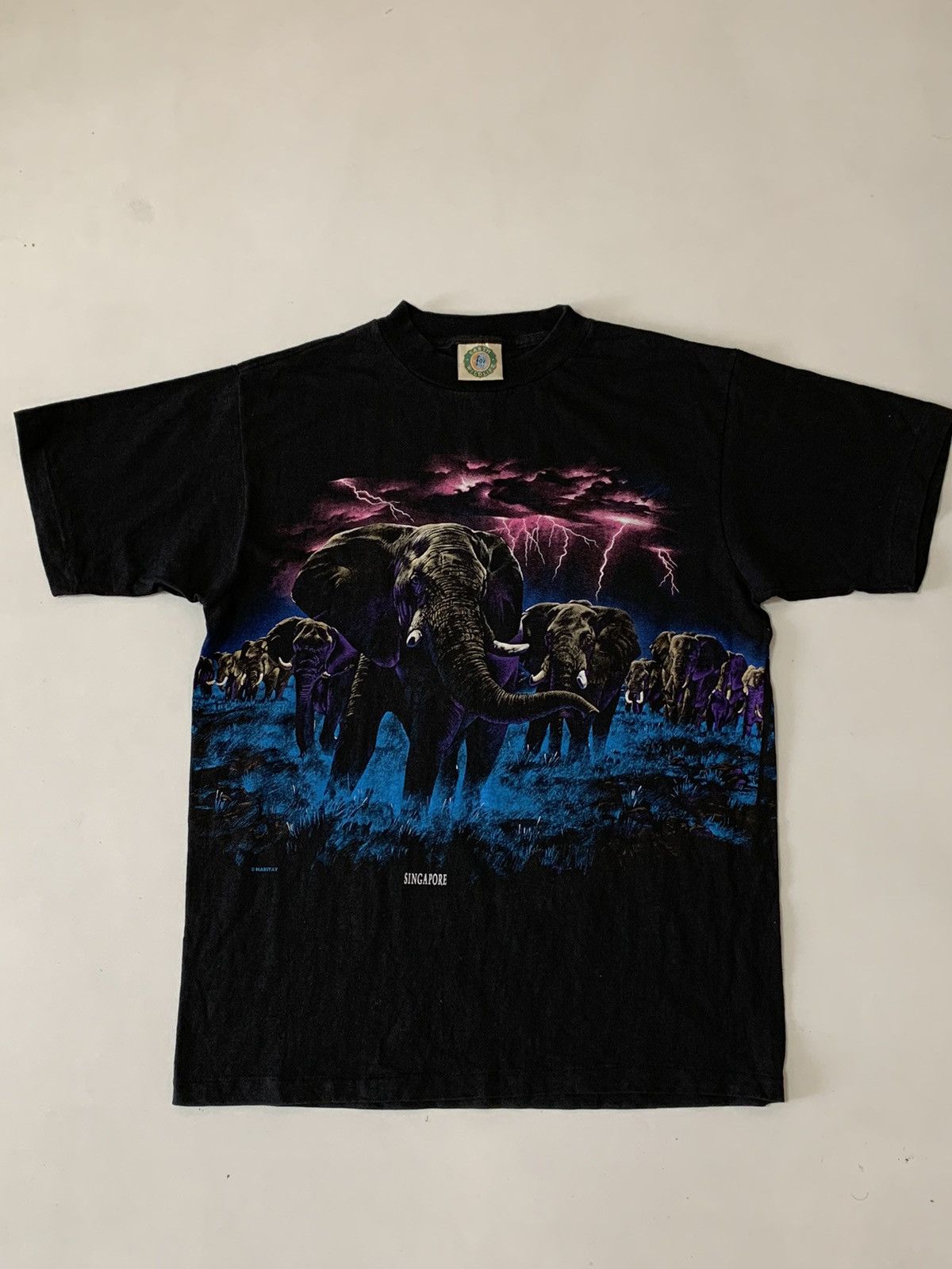 Vintage 1990°S Vintage Graphic Print Black Thai Elephant Wood ArtOAP Size US M / EU 48-50 / 2 - 2 Thumbnail
