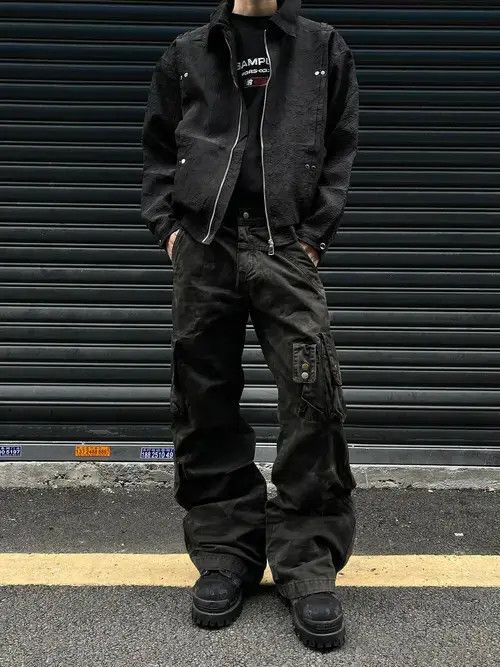 Jean Denim Cargo Pants Dirtyfit Straight Micro Flared Jeans Size US 33 - 6 Thumbnail