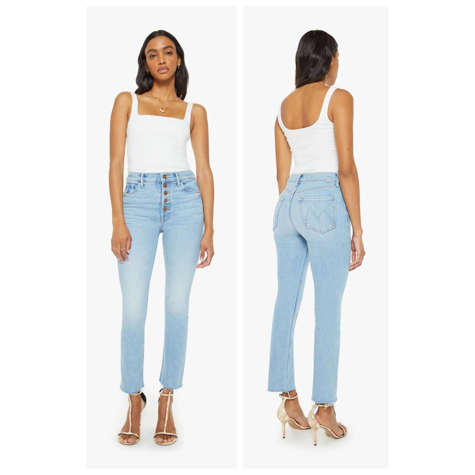 MOTHER NWT MOTHER The Pixie Dazzler Fray Hem Ankle Jeans Size 23 Size 23" - 1 Thumbnail