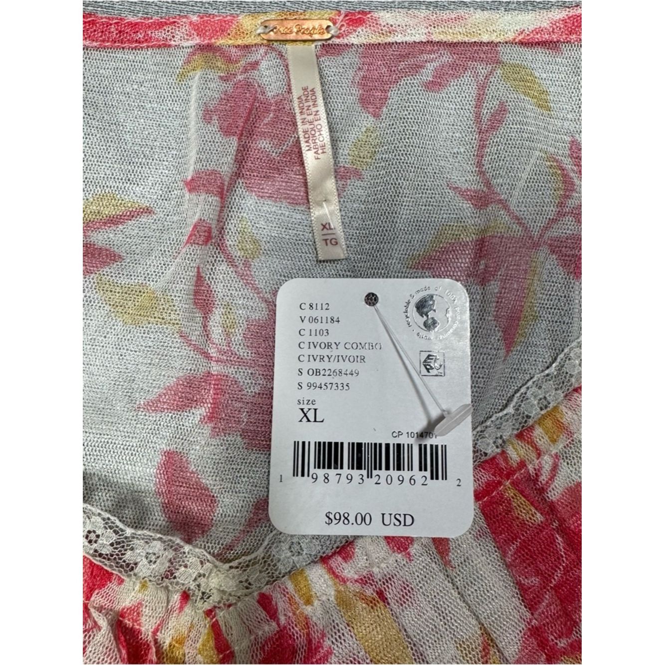 Free People NWT New Free People Ivie Tunic In Ivory Combo Size XL Size XL / US 12-14 / IT 48-50 - 6 Thumbnail