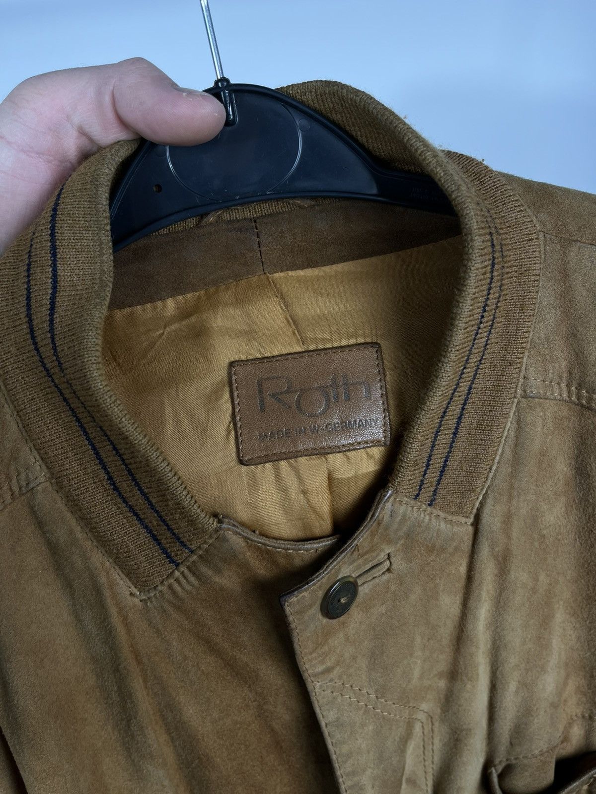 Leather Roth Suede Leather Bomber Jacket Brown Men’s Size 50 Size US L / EU 52-54 / 3 - 3 Thumbnail