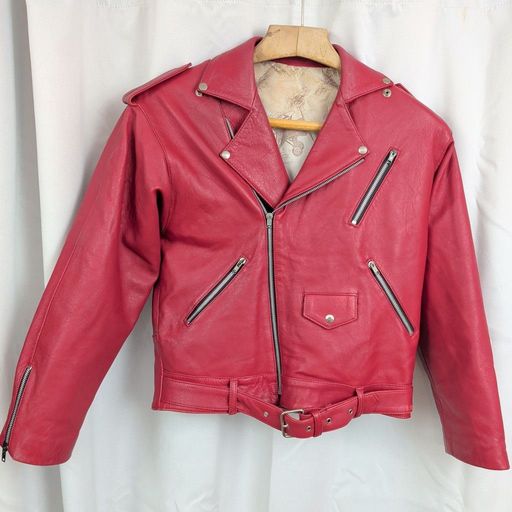 Vintage Vintage Spanish Made Red Leather Moto Style Jacket Size US S / EU 44-46 / 1 - 1 Thumbnail