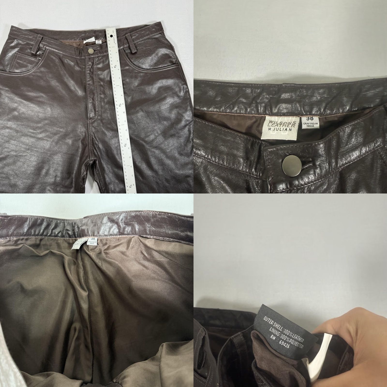 Vintage VINTAGE Wilsons Leather Pants Mens 38x36 Brown Bootcut Lined Motorcycle Biker Ride Leather Pants Mens Brown 90s Size US 38 / EU 54 - 8 Thumbnail