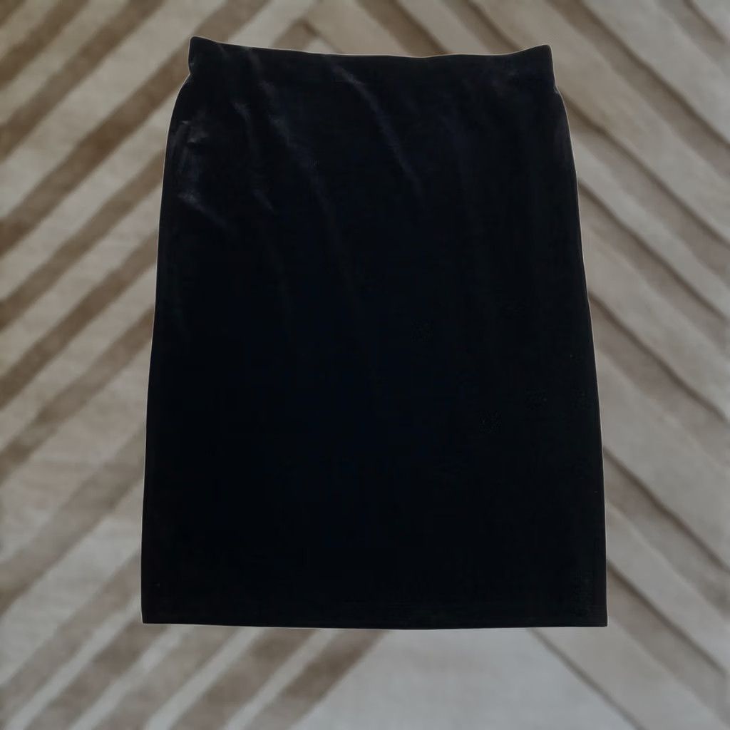 Loft LOFT Skirt Velvet Pencil Midi Black Size L Elastic Waist NEW 510996 Size 36" / US 14 / IT 50 - 1 Thumbnail