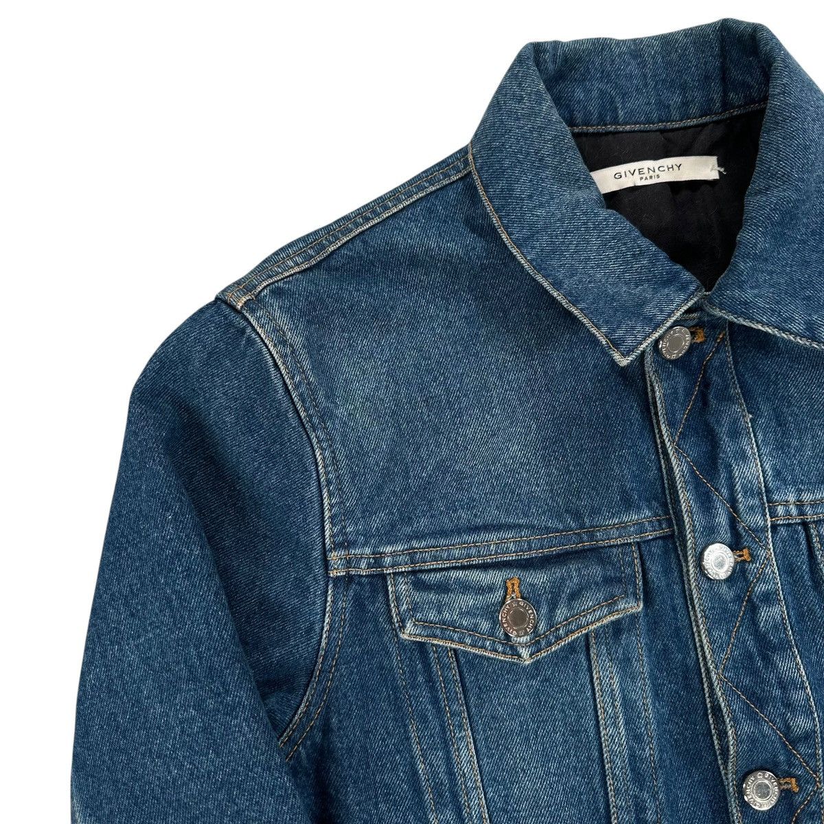 Givenchy Givenchy Size S Denim Jacket Blue Back Logo Red Print Size US S / EU 44-46 / 1 - 7 Thumbnail